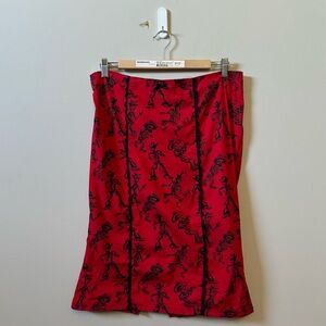 Rock Steady skeleton all over print rockabilly pinup pink skirt